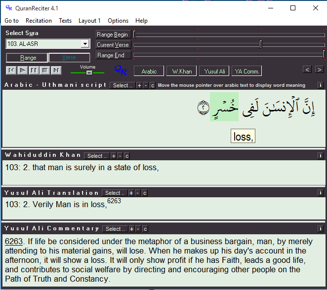 Quran Recitation And Translation Online In Arabic, English